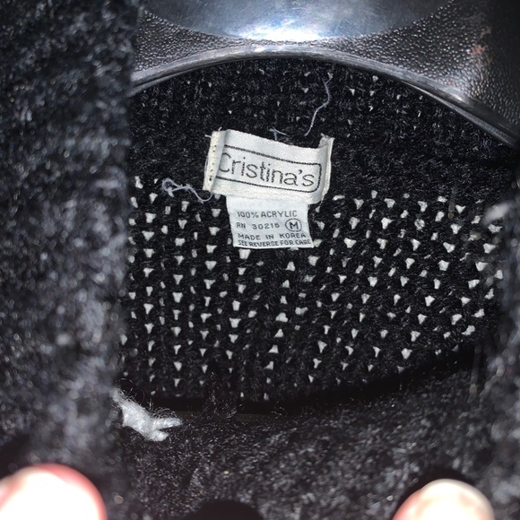 Cristina’s Black and White Shawl Neck Pullover Sweater Medium - Picture 8 of 13